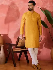 Sangria Ethnic Motifs Printed Mandarin Collar Straight Kurta