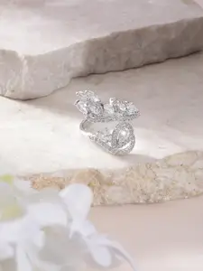 DressBerry Stone Studed Leaf-Shaped Finger Ring