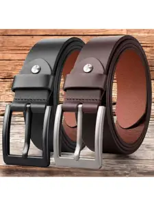 The Roadster Lifestyle Co Men Pack Of 2 Leather Belts