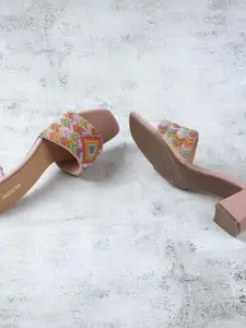 Mochi Women Embellished Open Toe Block Heel Sandals