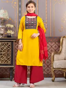 Sangria Girls Floral Printed Straight Kurta