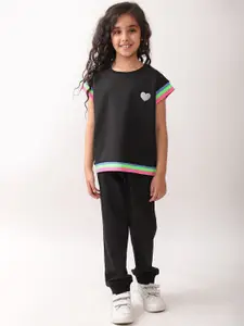 Anthrilo kids Girls Printed T-shirt Jogger Clothing Set