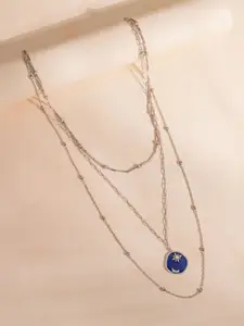 Voylla Brass Silver-Plated Layered Necklace