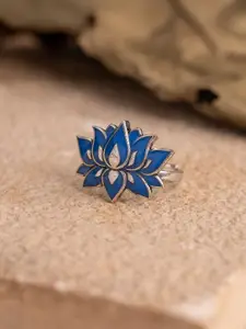 Voylla Boho Tribe Lotus Plume Oxidised Ring