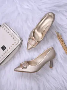 Jove Printed PU Slim Heeled Pumps