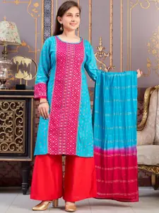 Sangria Girls Floral Printed Straight Kurta