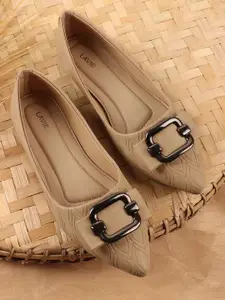 Lavie Women Casual Pointed Toe Buckles Textured Flat Balllerinas