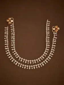 Kushal's Fashion Jewellery Gold-Plated Zircon Studded Anklets