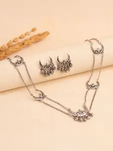 Voylla Boho Tribe Celestial Drop Oxidised Choker Necklace Set