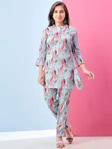 Sangria Girls Floral Printed Top With Trousers