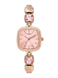 Timex Women Brass Printed Dial & Stainless Steel Bracelet Style Straps Analogue Watch TWEL21002
