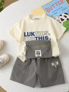 INCLUD Boys Printed Round Neck T-shirt With Shorts