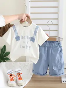 INCLUD Boys Printed Round Neck T-shirt With Shorts