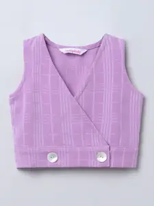 taffykids Checked Wrap Crop Top