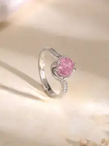 GIVA Silver Pink Shine Ring
