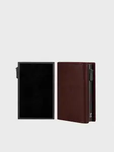 The Wallet Store Men Textured Leather Three Fold Wallet