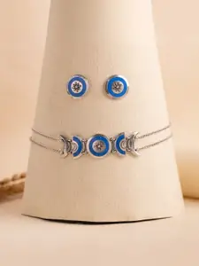 Voylla Boho Tribe Moon Phases Oxidised Choker Necklace Set