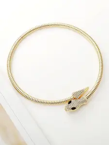 KRENOZ Gold-Plated Snake Choker Necklace