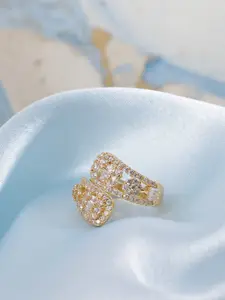 DressBerry Women Stone-Studded Adjustable Finger Ring