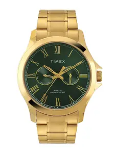 Timex Men Brass Dial & Stainless Steel Bracelet Style Straps Analogue Watch TW000X142