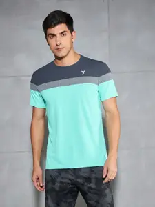 Technosport Men Colourblocked Antimicrobial Slim Fit Sports T-shirt with MATPIQ