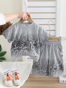 INCLUD Boys Printed Ombre T-shirt With Shorts