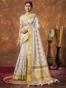 Saree mall Woven Design Zari Linen Blend Kasavu Sarees