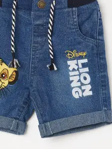 Juniors by Lifestyle Boy Washed Printed Lion King Mid-Rise Denim Shorts