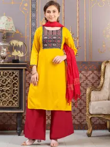 Sangria Girls Floral Printed Straight Kurta