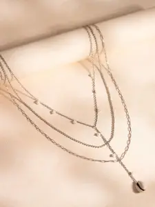 Voylla Brass Silver-Plated Oxidised Necklace