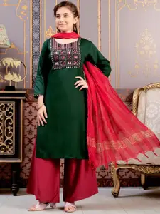 Sangria Girls Floral Printed Straight Kurta