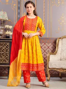 Sangria Girls Floral Printed Straight Kurta