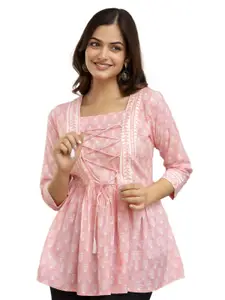 DMP FASHION Print Cotton Peplum Top