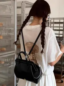 CORSICA Textured PU Oversized Shopper Satchel with Fringed