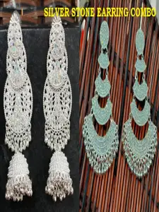 JMBW INTERNATIONAL Silver-Plated Contemporary Chandelier Artificial Beads Chandbalis