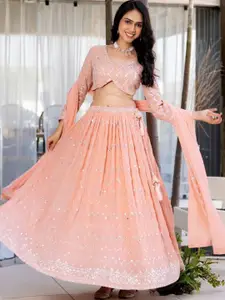 HOUSE OF JAMOTI Embellished Mirror Work Ready to Wear Lehenga & Blouse With Dupatta