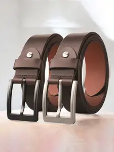 The Roadster Lifestyle Co. Men Pack Of 2 Leather Formal Belts