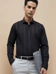 CODE by Lifestyle Men Slim Fit Spread Collar Vertical Striped Cotton Formal Shirt