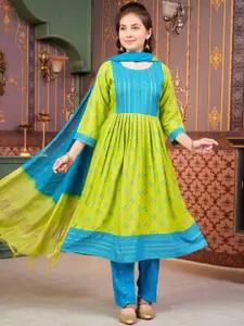 Sangria Girls Ethnic Motifs Printed A-Line Kurta