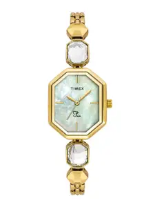 Timex Women Brass Mother of Pearl Dial & Stainless Steel Bracelet Style Straps Analogue Watch TWEL21100