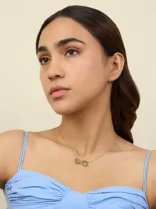 Isharya Brass 18KT Gold-Plated Cubic Zirconia Studded Infinity Necklace