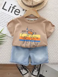 INCLUD Boys Printed T-shirt With Shorts