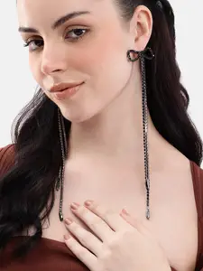 DressBerry Contemporary Bow Studded Drop Earrings