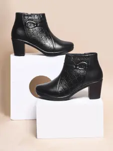 Killer Women Textured Round Toe Block Heel Boots