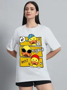 N1F FASHION Women Graphic Printed Round Neck Cotton Oversized T-shirt