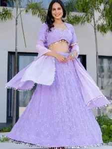 HOUSE OF JAMOTI Embellished Mirror Work Ready to Wear Lehenga & Blouse With Dupatta