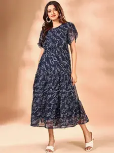 Raiyani Fashion Printed Georgette Fit & Flare Midi Dress