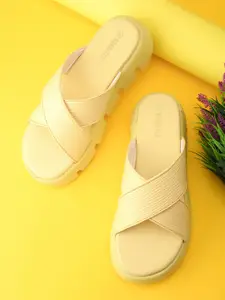 The Roadster Lifestyle Co Women Textured Criss-Cross Open Toe Flats