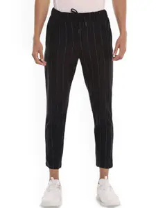 Campus Sutra Men Striped Cotton Mid-Rise Track Pant