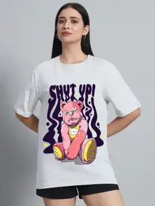 N1F FASHION Women Graphic Printed Round Neck Cotton Oversized T-shirt